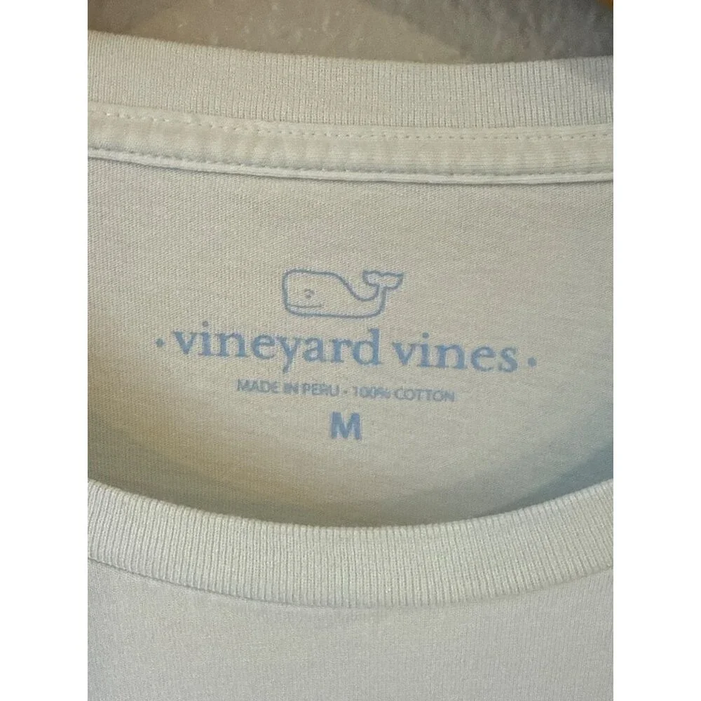 Vineyard Vines Long Sleeve T-Shirt Mens Medium Blue Life Ring Graphic Pocket Tee